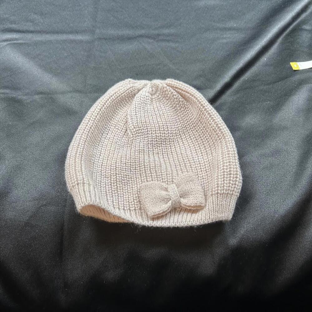 H&M GIRLS Baby Pink Sparkly Beanie with Side Bow